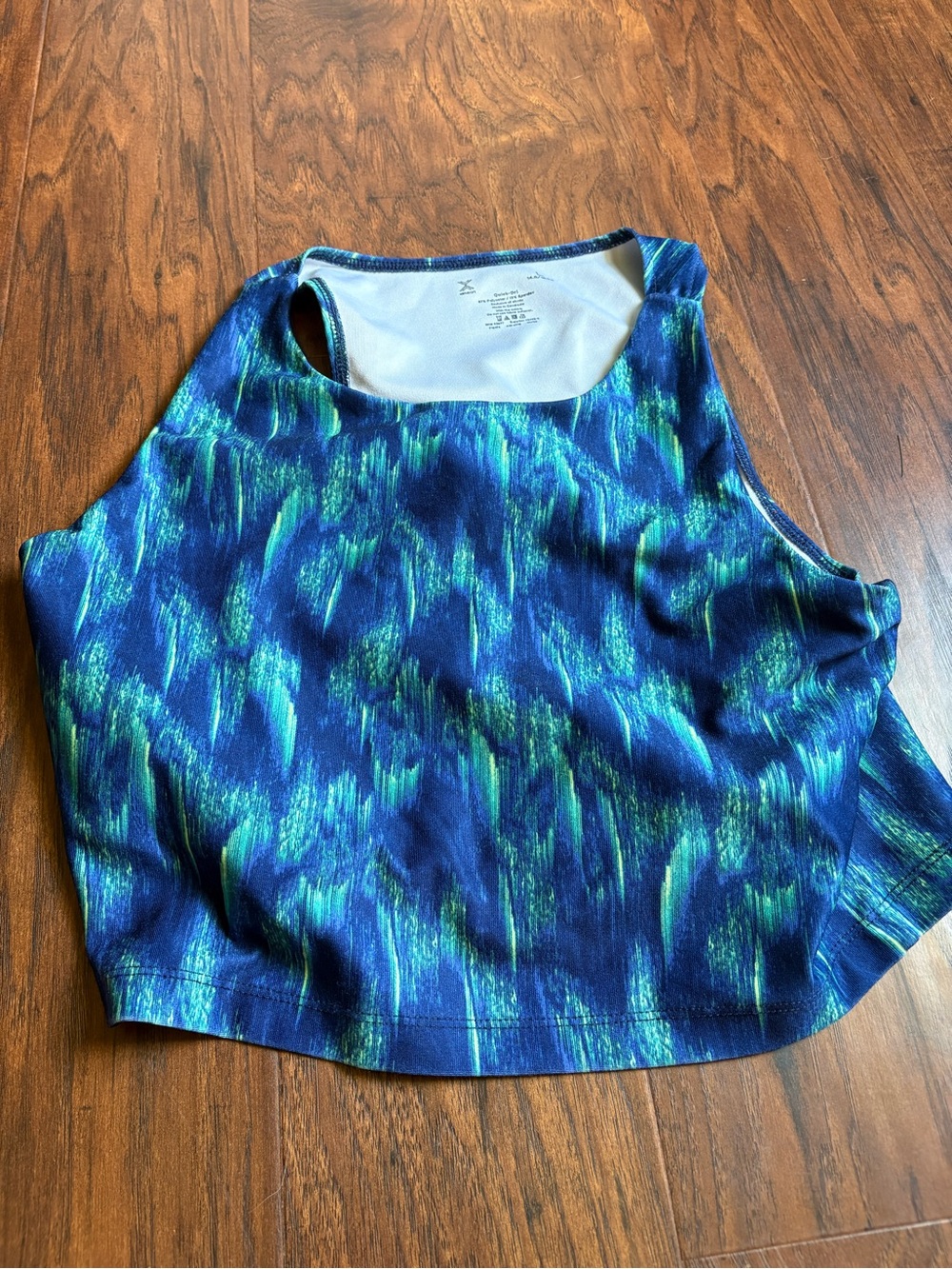 Xersion Blue & Green Patterned Athletic Crop Tank